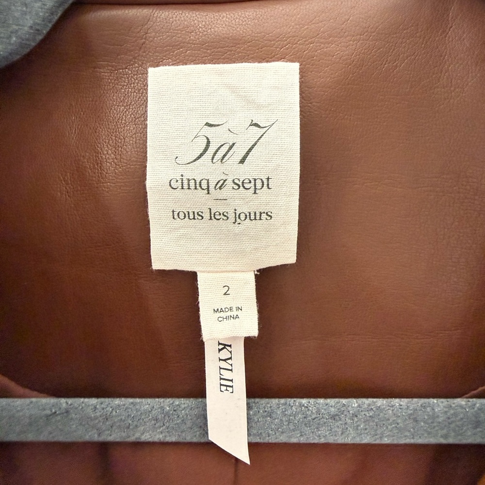 Cinq à Sept chocolate brown Vegan Leather Blazer - Picture 4 of 12